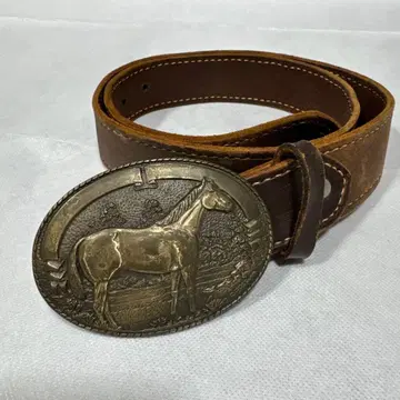 Tony Lama 말 조각 버클 웨스턴 벨트 브라운 빈티지
