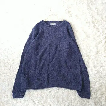 불가리 VULGARIS 크루넥 코튼 니트 스웨터 M 네이비