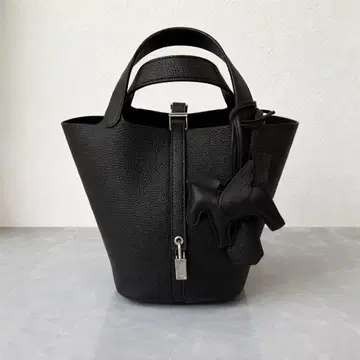 천연 가죽 고급 큐브 백 버킷 백 블랙 핸드백 럭셔리 pm