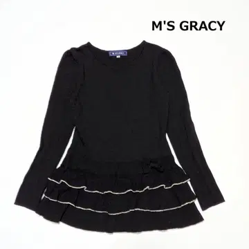 M'S GRACY 울 100% 밑단 티어드 프릴 니트 블랙