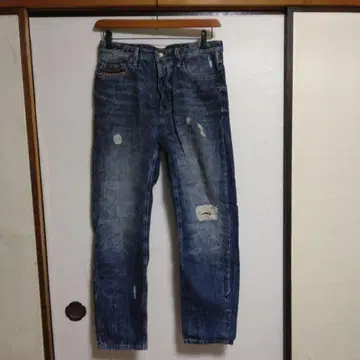 데미지 가공 블루 데님 팬츠 베네통 재팬