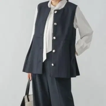 글로벌 워크 트위드 페플럼 베스트 M 네이비 베스트 골드 버튼 네이비