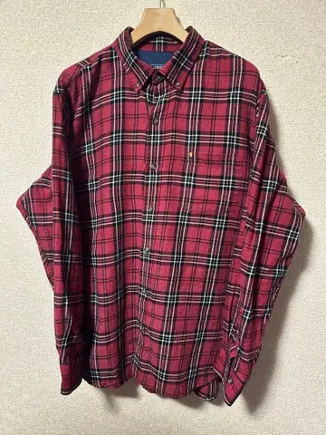 IZOD 레드 계열 체크 플란넬 셔츠 긴팔