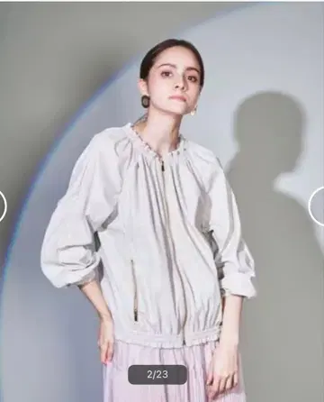 그레이스 콘티넨탈 인조 가죽 개더 블루종