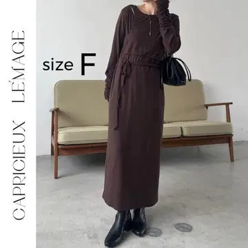 새상품 CAPRICIEUX LE'MAGE 레이어드 아지메 원피스 브라운
