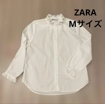 자라 프릴 셔츠 블라우스 화이트 코튼