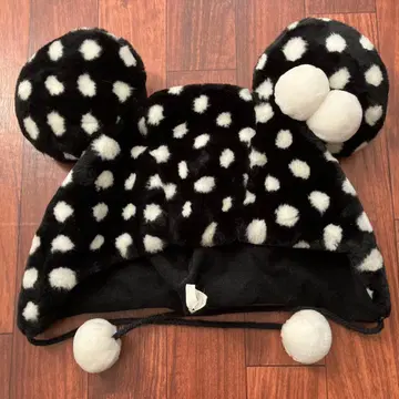 미니 팬캡 도트 블랙