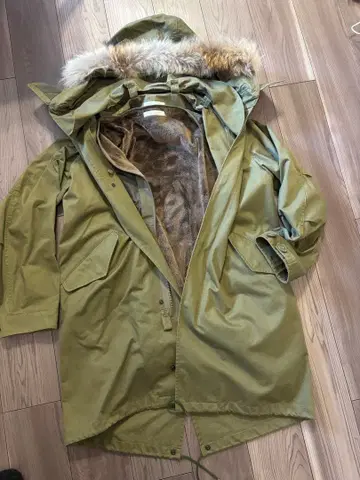 올리브 그린 모즈 코트 퍼 포함