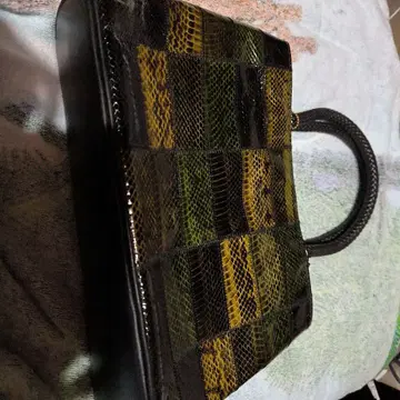 Genuine Snake Skin 체크 무늬 백