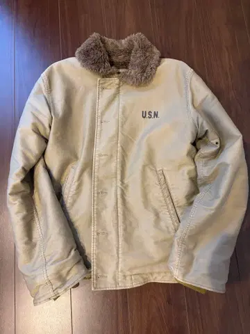 U.S.N. 베이지 밀리터리 자켓 M