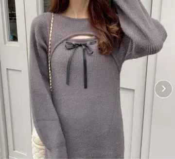 페더 데콜테 오픈 니트 원피스 INGNI