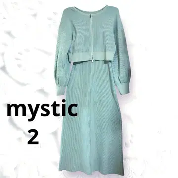 [ mystic ] 스카이블루 니트 롱 앙상블 원피스 / 긴팔 M