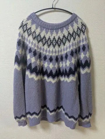 BEAMS 알파카 혼방 노르딕 스웨터