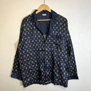 패턴 셔츠 다이아몬드 패턴 긴팔 셔츠 올 패턴 레트로 빈티지 구제 의류