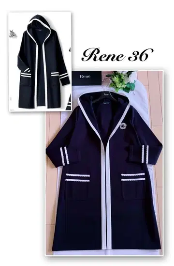 Rene 바이컬러 후디 가디건 36 새상품급 foxey