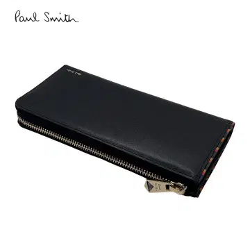 하자 있음 폴스미스 L자형 지퍼 장지갑 블랙 스트라이프 검정 748