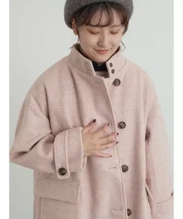 사만사 모스모스 울 라이크 스탠드넥 코트 핑크 택 포함