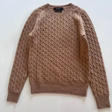 BEAMS 케이블 짜임 니트 긴팔 베이지 모 100%