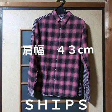 SHIPS 핑크 블랙 체크 긴팔 셔츠 사이즈 M