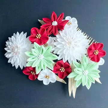 쓰마미자이쿠 성인식 머리 장식 빨간색