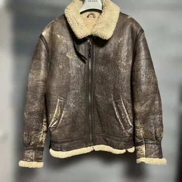 브라운 가죽 플라이트 자켓 남성용 M