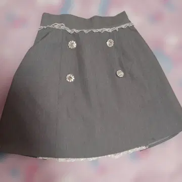 앙크루즈 Ank Rouge 뒷 리본 사다리꼴 스커트 그레이 레이스