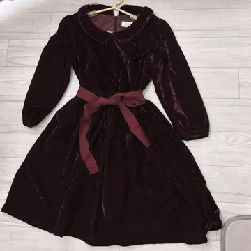 벨벳 원피스 리본 벨트
