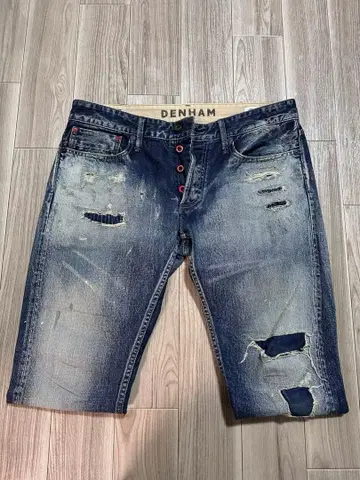 DENHAM 데미지 가공 슬림핏 데님