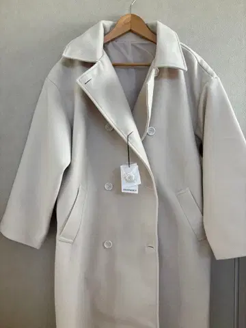 아이보리 더블 브레스트 롱 코트 S