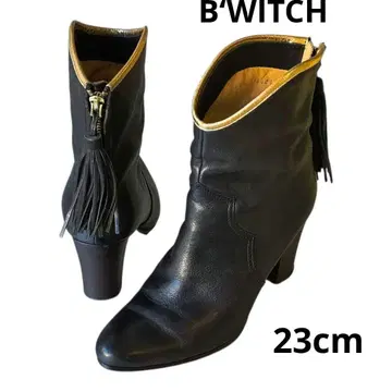 [ B WITCH ] 새상품급 부츠 태슬 장식 백 지퍼 블랙 23cm