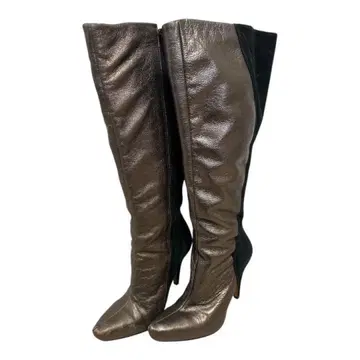 롱 부츠 실버 블랙 니하이 기장 하이힐 부츠 부츠