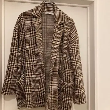 체크 무늬 자켓 코트 아우터 자켓 간이 침대 ZARA
