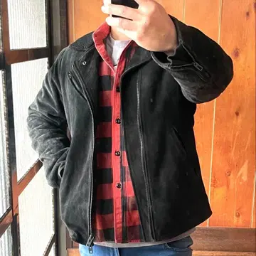 새상품급 SANDINISTA 라이더 자켓 천연 가죽 스웨이드 바스킨