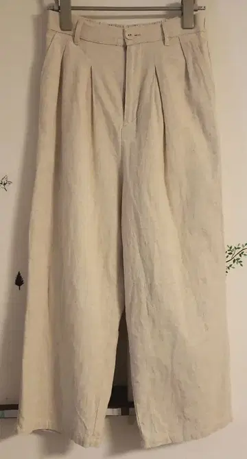 samansa Mos2 베이지 와이드 팬츠 면 린넨 안감 있음