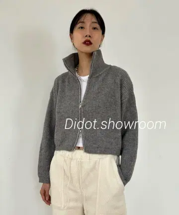 Didot.showroom 더블 지퍼 리브 니트 가디건