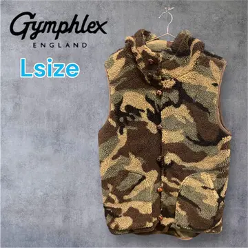 gymphlex 카모플라주 보아 베스트 호두 단추 카모플라쥬 L 플리스