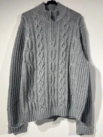 LLBEAN 케이블 하프 지퍼 니트 스웨터