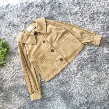 ehka sopo [ M 상당 ] 인기 빅 옷깃 벌룬 소매 베이지 자켓