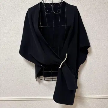 블랙 펄 장식 숄 가디건