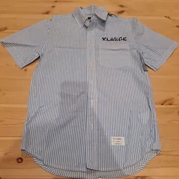 XLARGE 반팔 셔츠 블루 화이트 스트라이프 XL