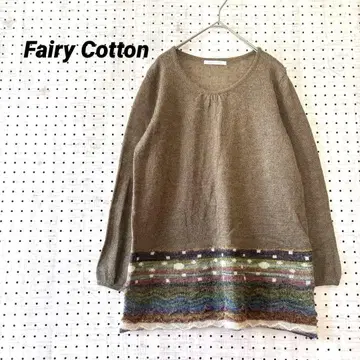 페어리 코튼 올 패턴 절개 니트 풀오버 울 모헤어 블렌드 ( M~L )