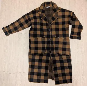 ZARA 니트 롱 코트 체크 무늬