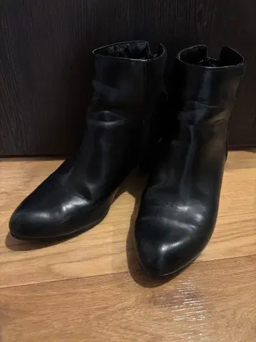 사이드 고어 부츠 블랙 가죽 스웨이드