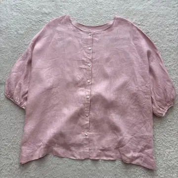 새상품급 BEARDSLEY 비어즐리 린넨 앞뒤 블라우스 핑크