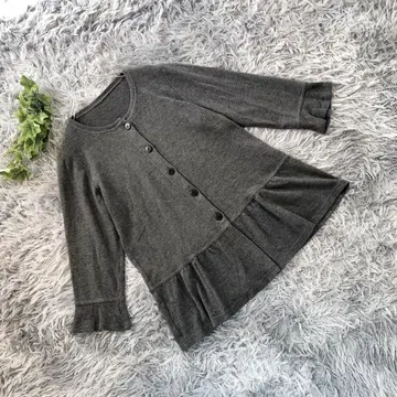 COMFORTABLE [ 38 ] 프릴 긴팔 그레이 니트 가디건