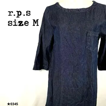 r.p.s 아르피에스 데님 원피스 M 7부 소매 포켓 0345