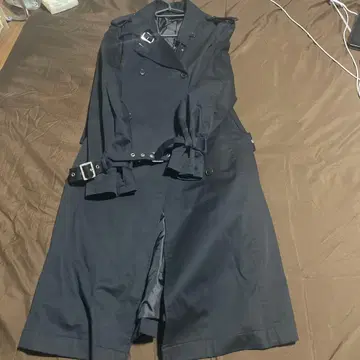 agate label 블랙 트렌치코트