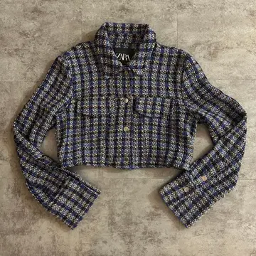 자라 크롭 트위드 체크 겉옷 아우터