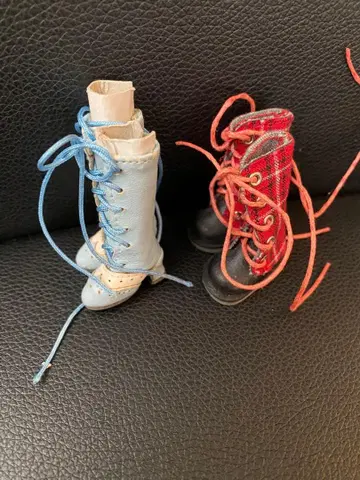 1/6 인형 사이즈 부츠 2개 세트 타탄 체크 롱 레이스업