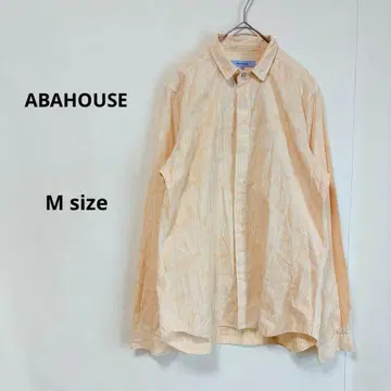 ABAHOUSE 아바하우스 올 패턴 코튼 셔츠 M 스트라이프 오렌지 긴팔